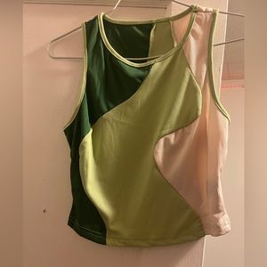 green and beige tank top